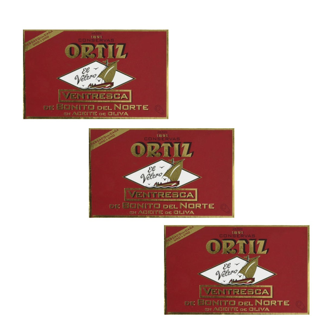 Conservas Ortiz Ventresca Bonito del Norte Bauchfleisch vom Weißen Thunfisch (3 x 110 g) - Versanel -