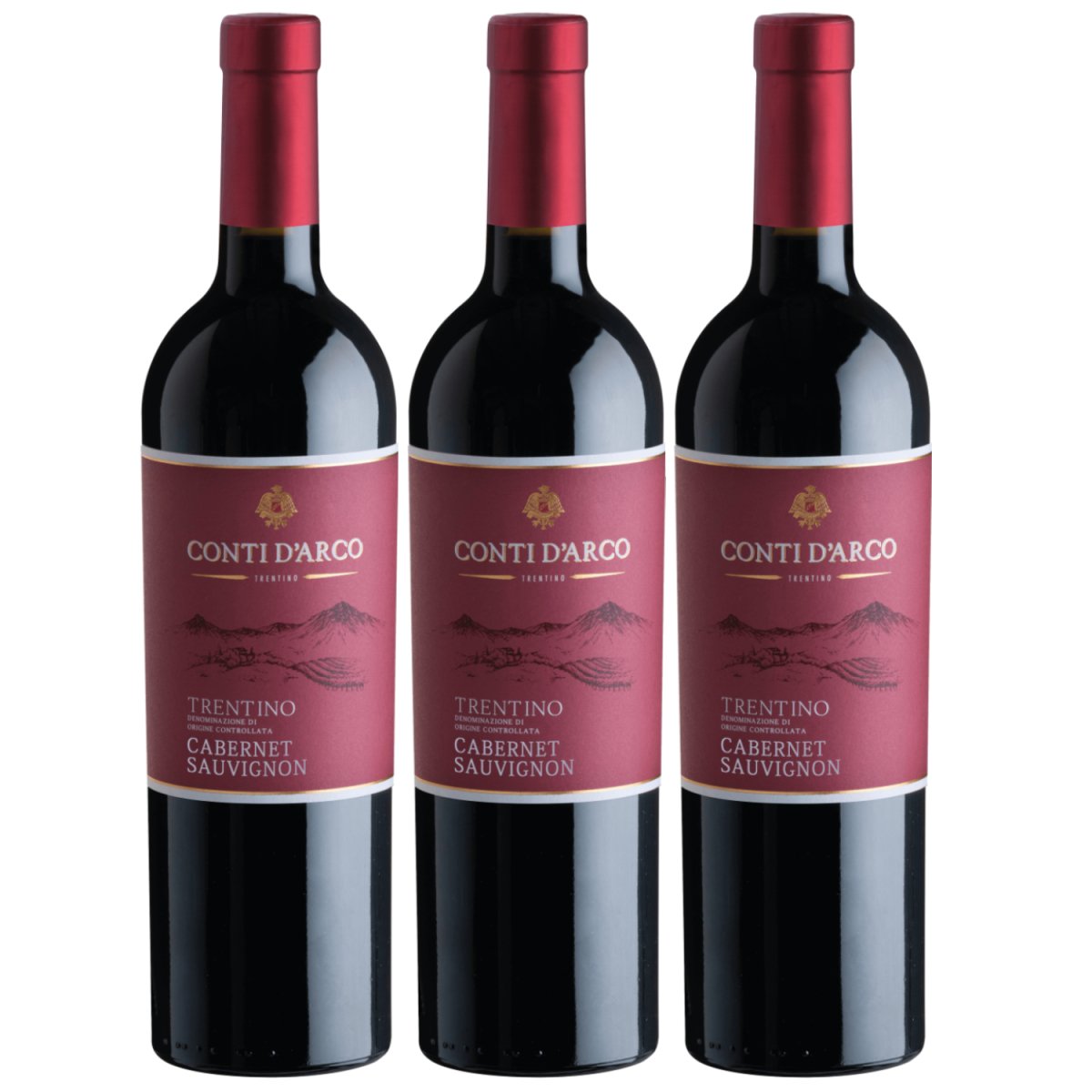 Conti d'Arco Cabernet Sauvignon Trentino DOC Rotwein Wein trocken Italien (3 x 0,75l) - Versanel -