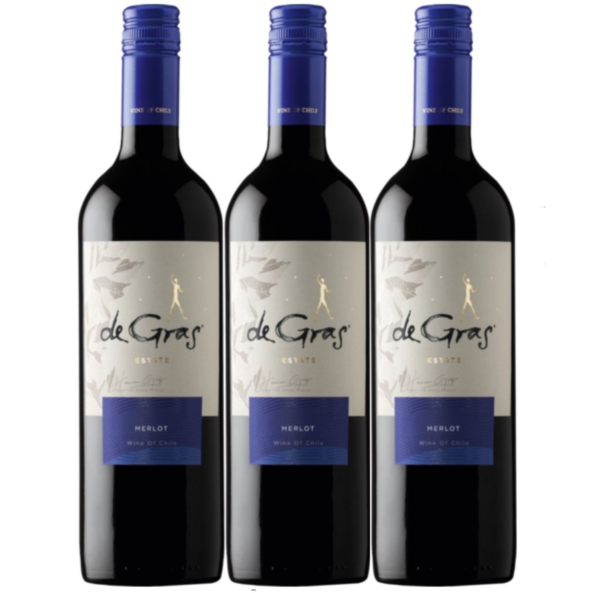 De Gras Merlot Rotwein chilenischer Wein trocken Chile (3 x 0.75l) - Versanel -