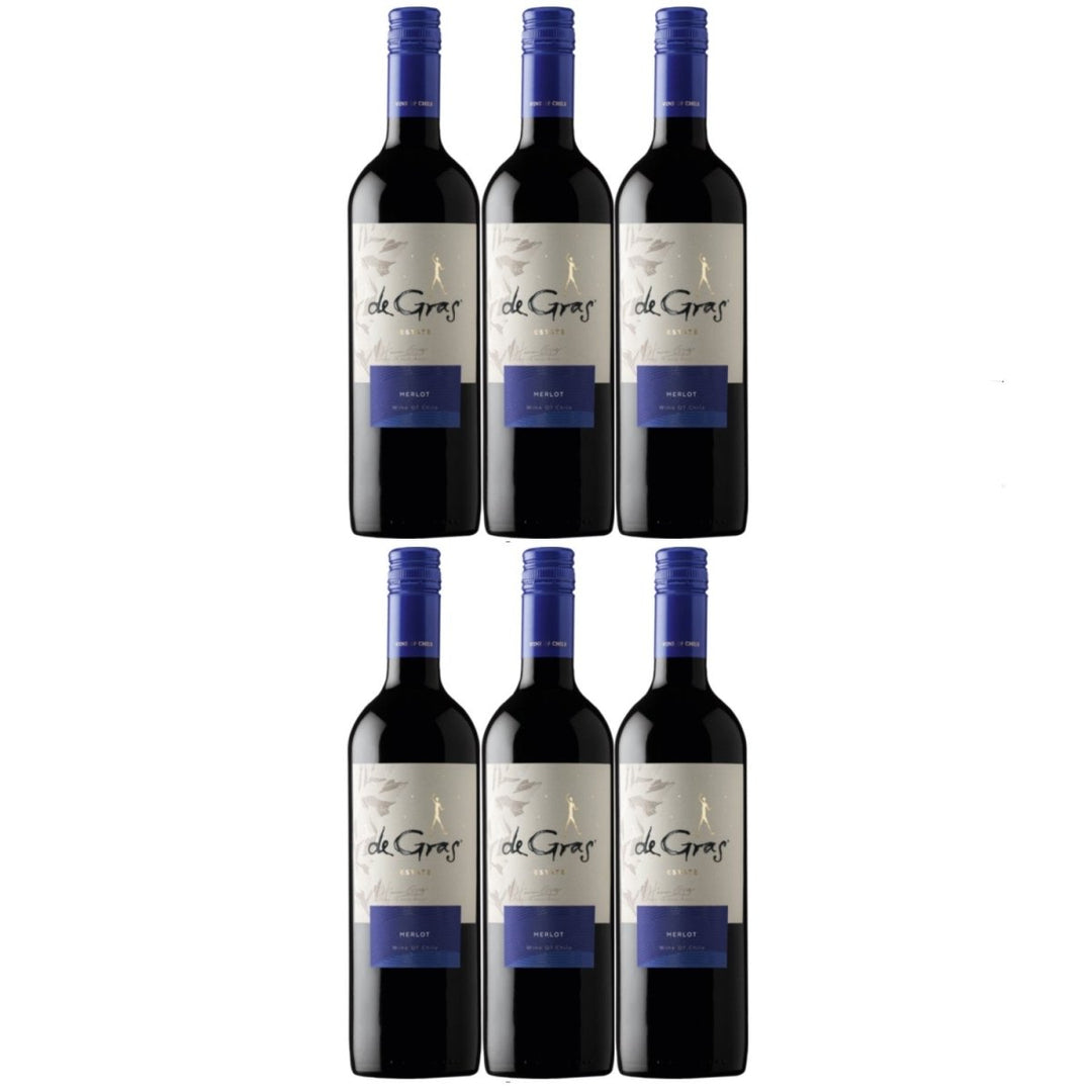 De Gras Merlot Rotwein chilenischer Wein trocken Chile (6 x 0.75l) - Versanel -