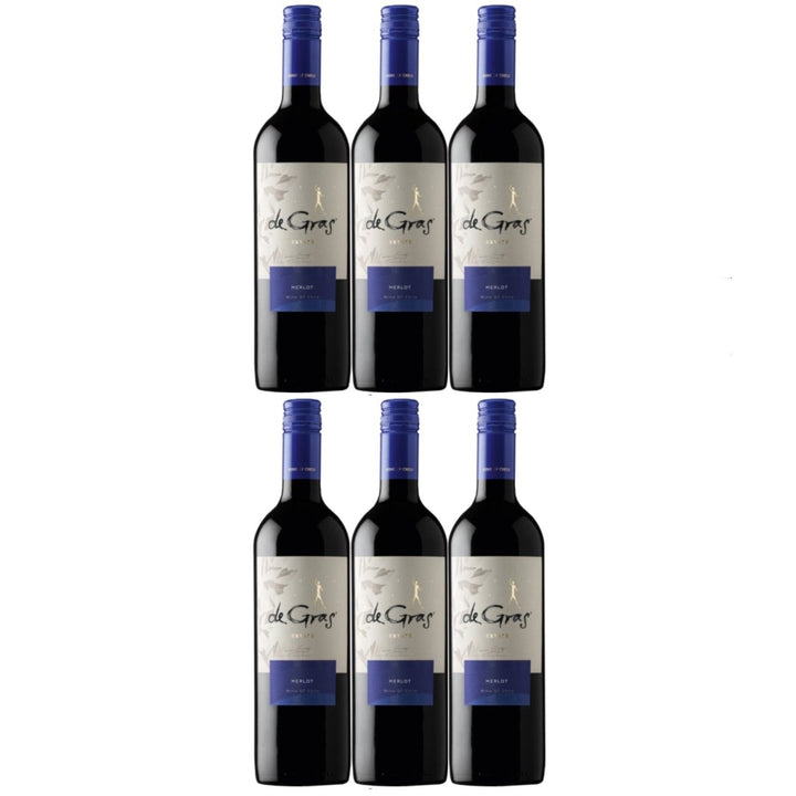 De Gras Merlot Rotwein chilenischer Wein trocken Chile (6 x 0.75l) - Versanel -
