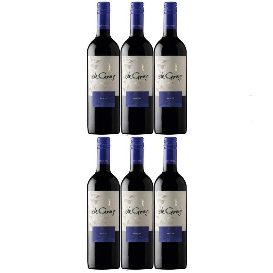 De Gras Merlot Rotwein chilenischer Wein trocken Chile (6 x 0.75l) - Versanel -