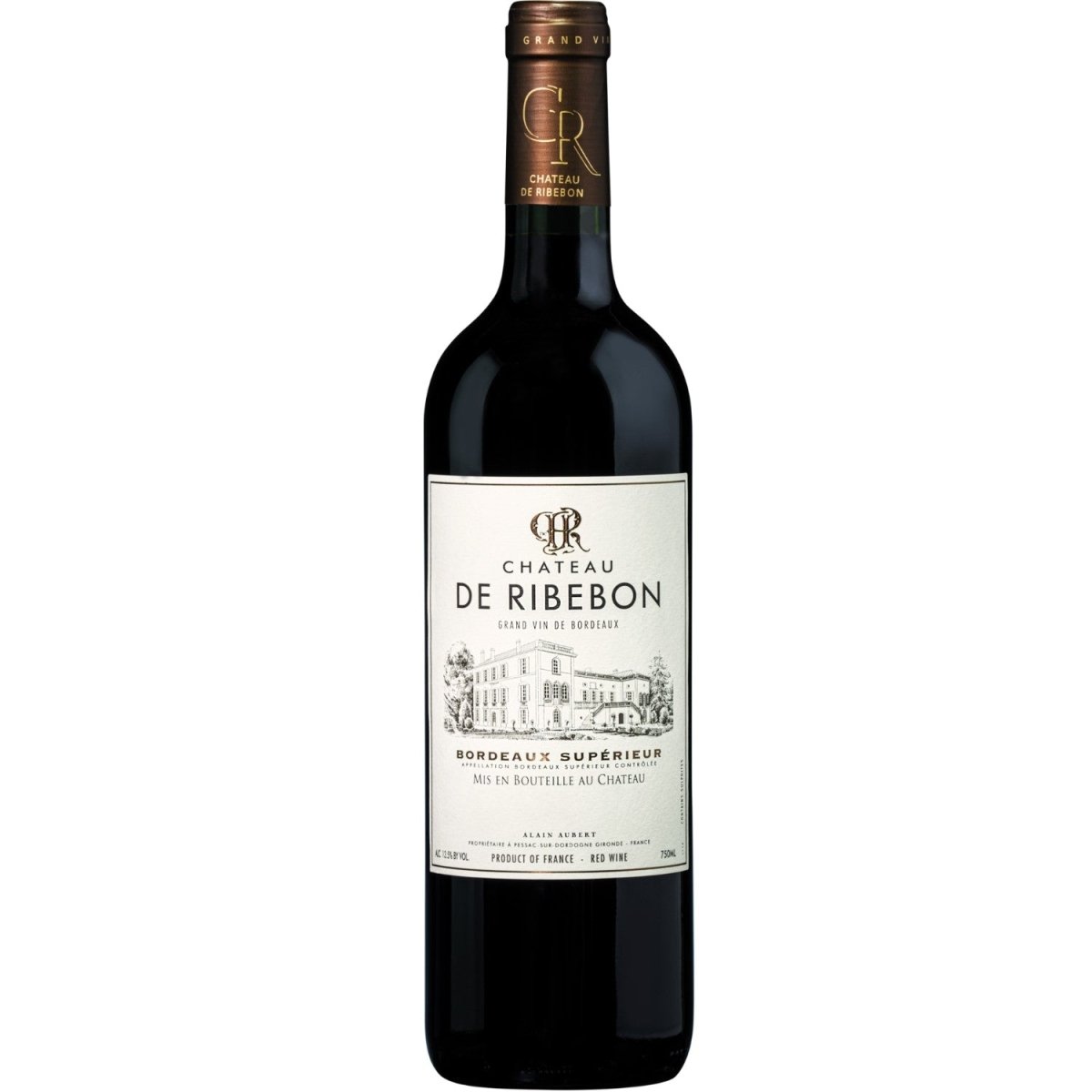 Domaines Alain Aubert Château de Ribebon Bordeaux Supérieur Rotwein Wein trocken Frankreich (12 x 0,75l) - Versanel -