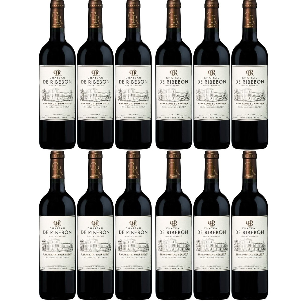 Domaines Alain Aubert Château de Ribebon Bordeaux Supérieur Rotwein Wein trocken Frankreich (12 x 0,75l) - Versanel -