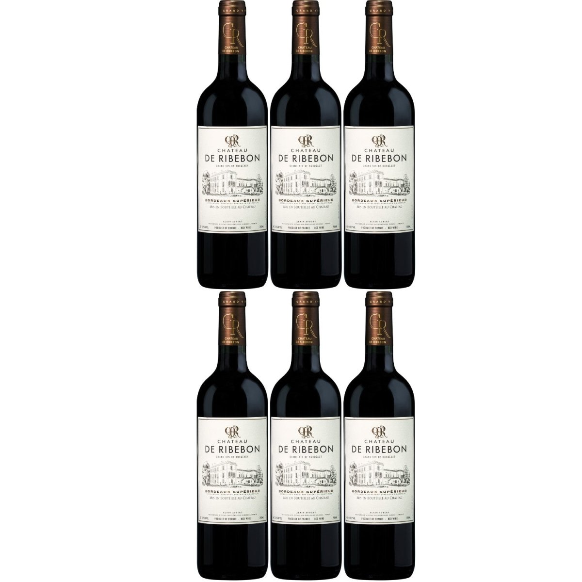 Domaines Alain Aubert Château de Ribebon Bordeaux Supérieur Rotwein Wein trocken Frankreich (6 x 0,75l) - Versanel -