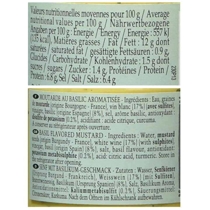 Edmond Fallot - Moutarde au Basilic Senf - (3 x 205g) - Versanel -