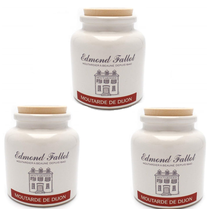 Edmond Fallot Moutarde de Dijon Senf scharf & fein im Steintopf Frankreich (3 x 250g) - Versanel -
