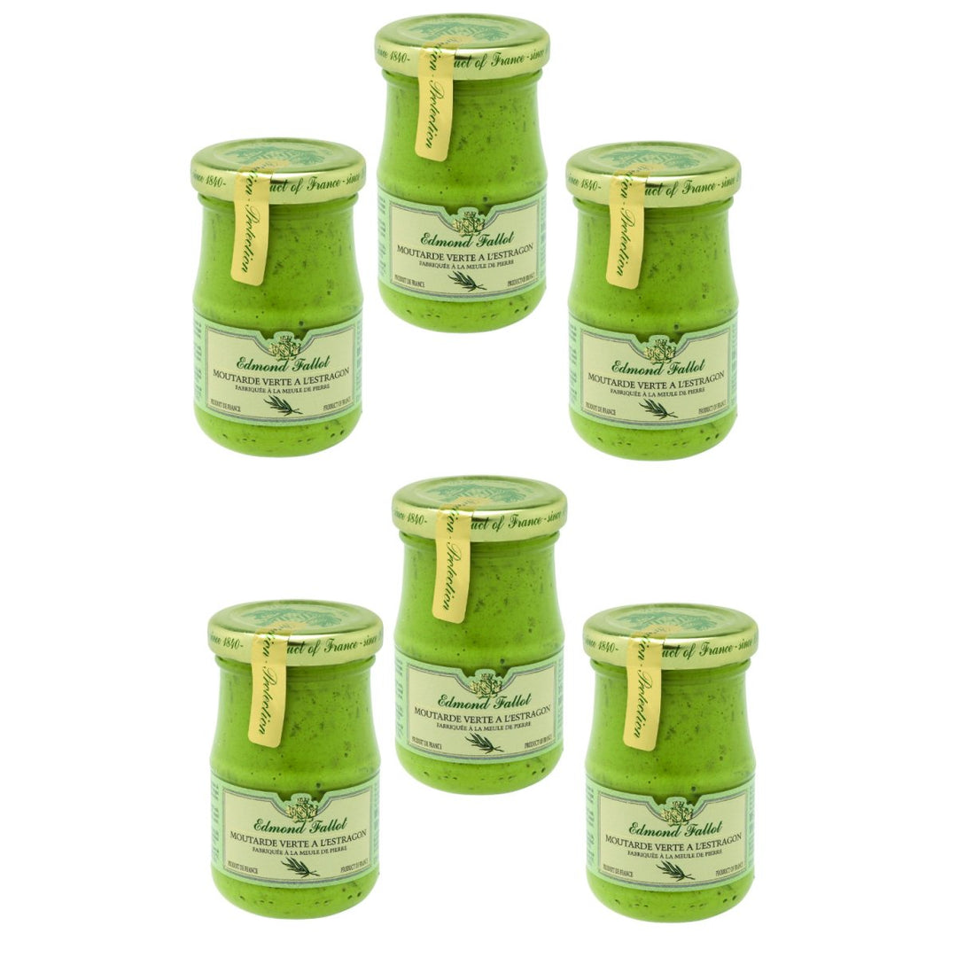 Edmond Fallot - Senf mit Estragon (Moutarde verte a l'Estragon) im Glas, (6 x 105g) - Versanel -