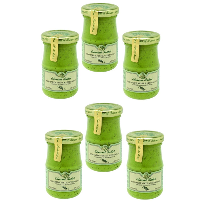 Edmond Fallot - Senf mit Estragon (Moutarde verte a l'Estragon) im Glas, (6 x 105g) - Versanel -