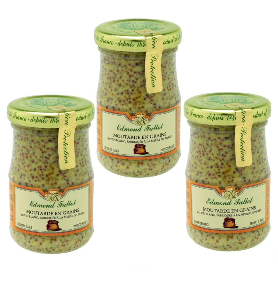Edmond Fallot - Senf mit groben Senfkörnern (Moutarde en grains) im Glas (3 x 105 g) - Versanel -