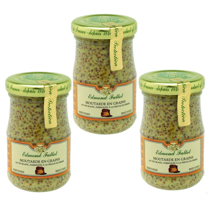 Edmond Fallot - Senf mit groben Senfkörnern (Moutarde en grains) im Glas (3 x 105 g) - Versanel -