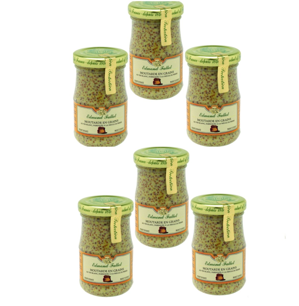 Edmond Fallot - Senf mit groben Senfkörnern (Moutarde en grains) im Glas (6 x 105 g) - Versanel -