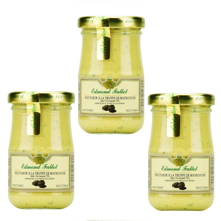 Edmond Fallot - Senf mit schwarzem Trüffel (Moutarde à la Truffe de Bourgogne) im Glas, (3 x 100 g) - Versanel -