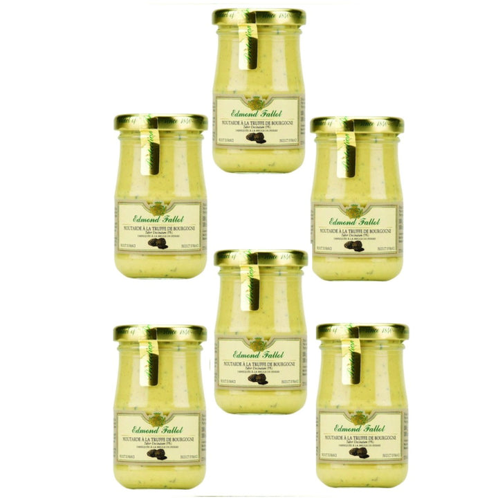 Edmond Fallot - Senf mit schwarzem Trüffel (Moutarde à la Truffe de Bourgogne) im Glas, (6 x 100 g) - Versanel -