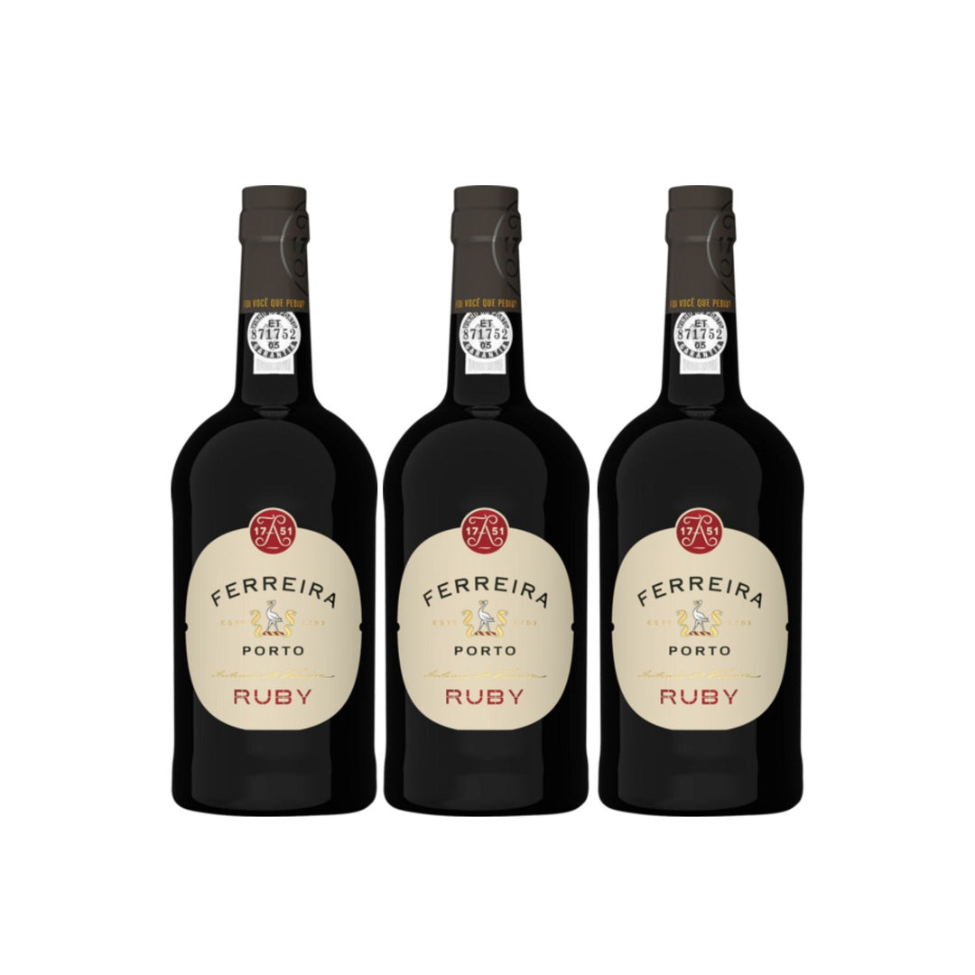 Ferreira Ruby Port Portwein Likörwein Dessertwein süß Portugal (3 x 0.75l) - Versanel -