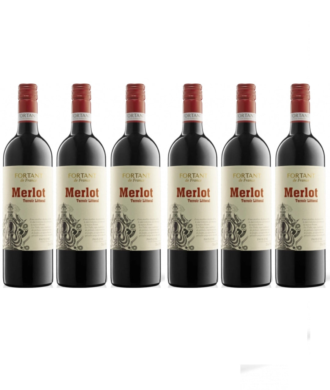Fortant de France Merlot Terroir Littoral IGP Rotwein Wein trocken Frankreich (6 x 0.75l) - Versanel -