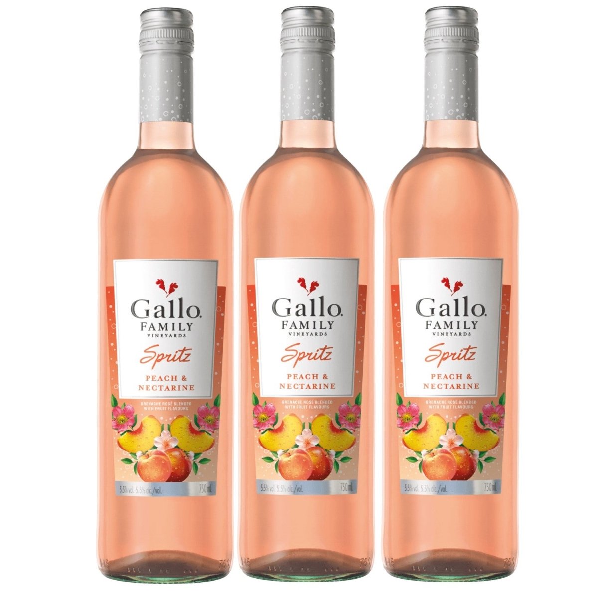 Gallo Family Vineyards Spritz Pfirsich Nektarine Peach Nectarine Roséwein lieblich fruchtig Kalifornien California USA (3 x 0,75l) - Versanel -