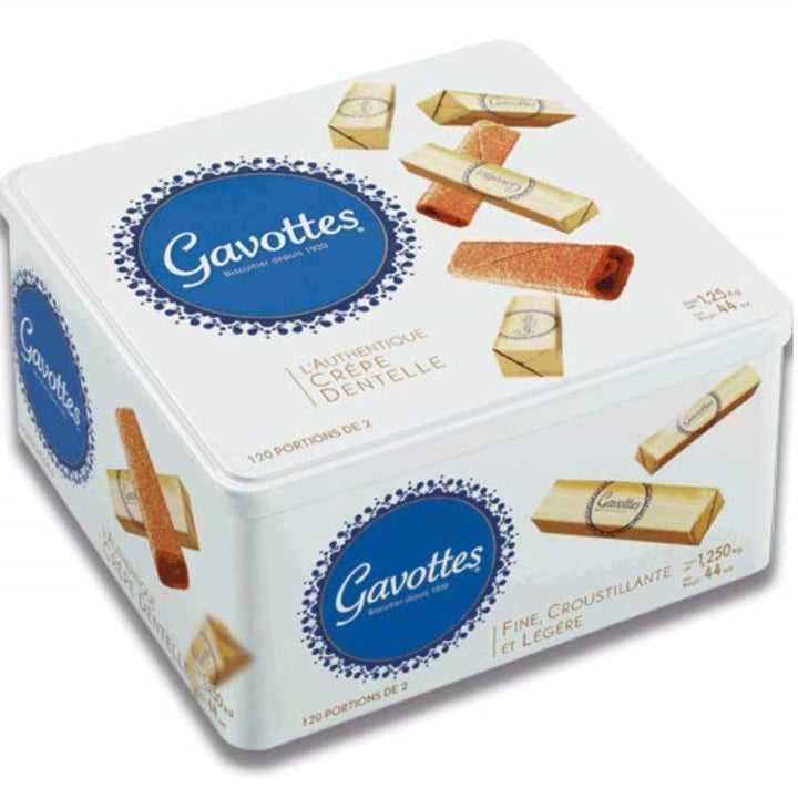 Gavottes - Waffelröllchen (Crêpe Dentelles) Natur in der Metallbox 1,25 kg - Versanel -