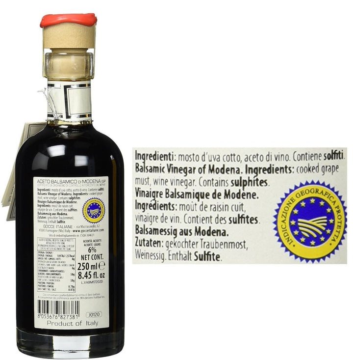 Gocce Aceto Balsamico di Modena 10 Travasi Balsamessig, Balsamessig, 10 Jahre gereift (6 x 250ml) - Versanel -