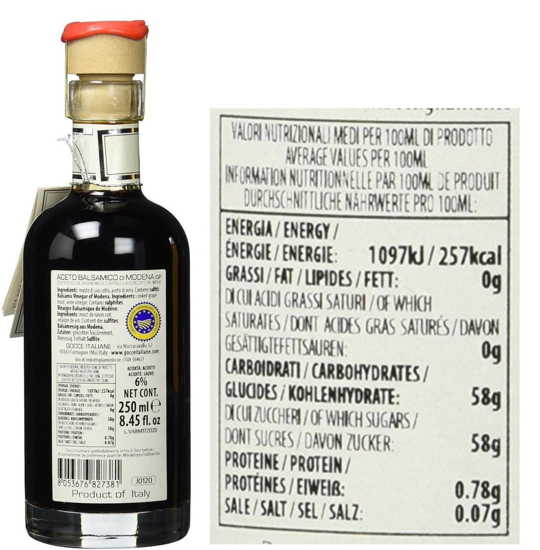 Gocce Aceto Balsamico di Modena 10 Travasi Balsamessig, Balsamessig, 10 Jahre gereift (6 x 250ml) - Versanel -