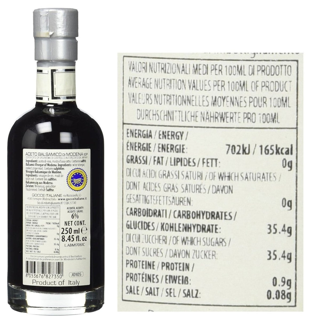 Gocce Aceto Balsamico di Modena 4 Travasi, ‎Zertifiziert biologisch, Vegan (6 x 250 ml) - Versanel -