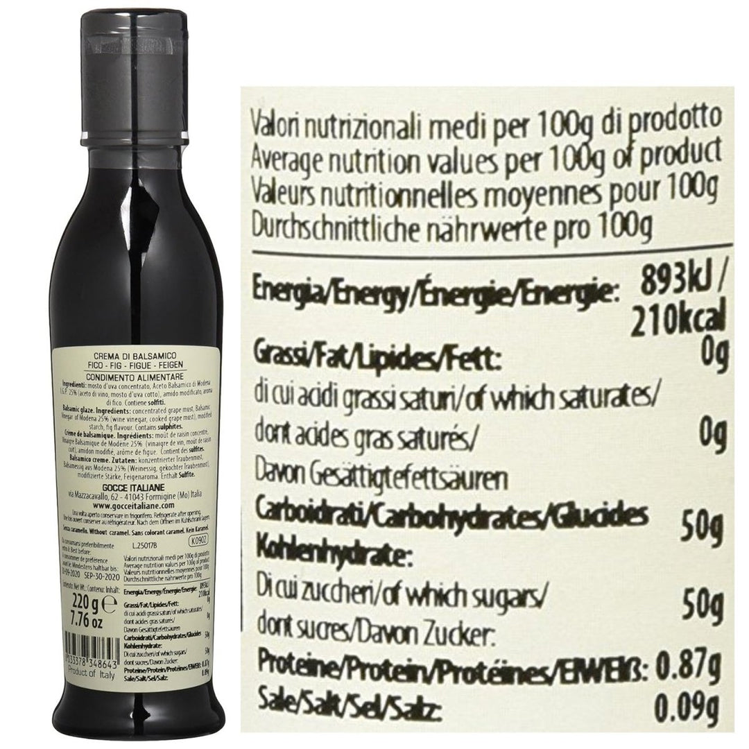 Gocce Crema di Balsamico al Fico, dunkle Balsamicocreme mit Feigenaroma (1 x 220 g) - Versanel -