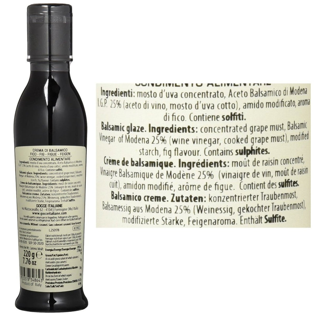 Gocce Crema di Balsamico al Fico, dunkle Balsamicocreme mit Feigenaroma (6 x 220 g) - Versanel -