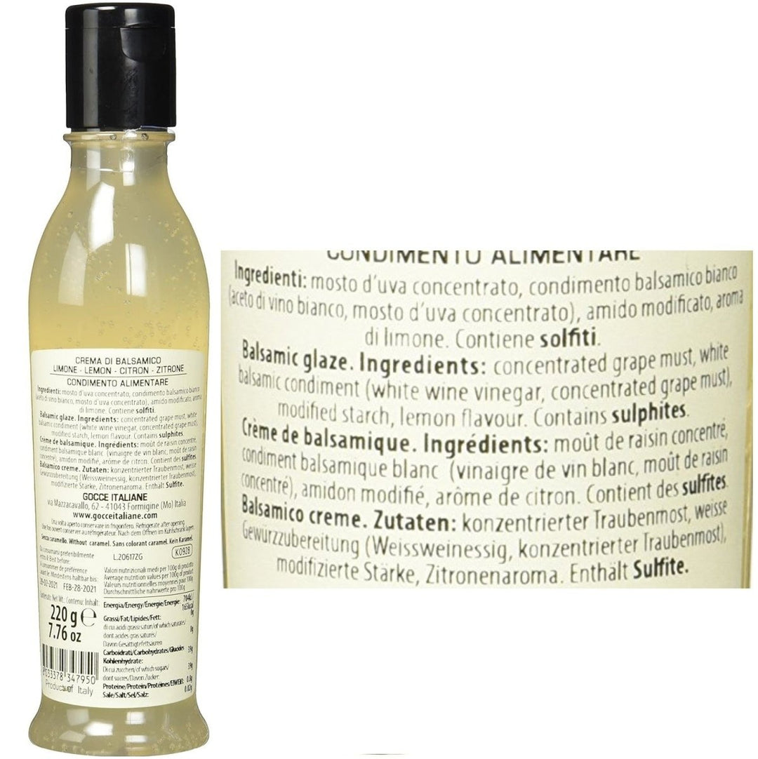 Gocce Crema di Balsamico al Limone Balsam Creme weiße Balsamicocreme mit Zitronenaroma (2 x 220 g) - Versanel -