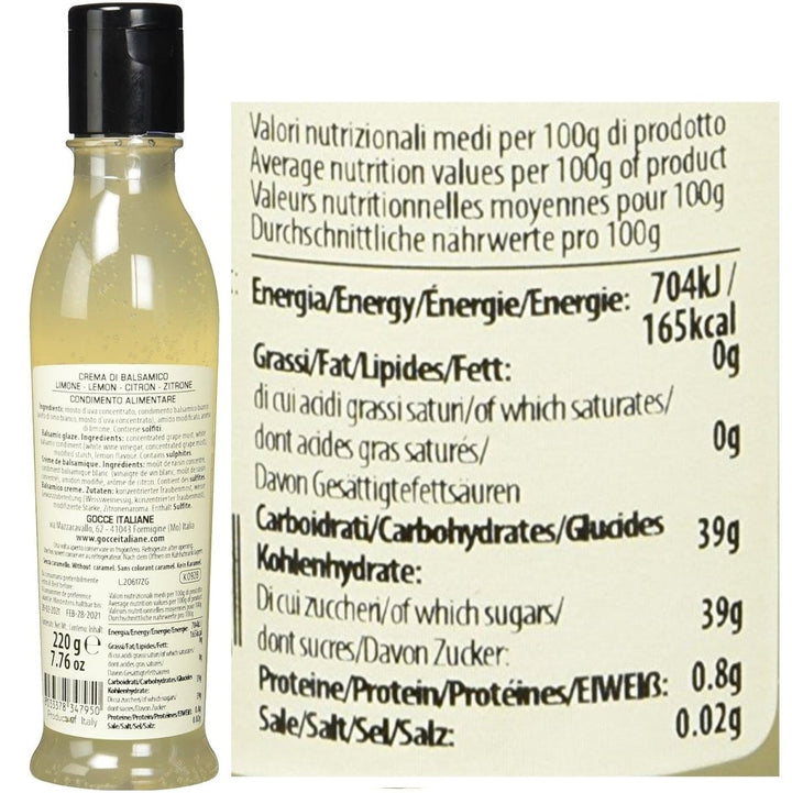 Gocce Crema di Balsamico al Limone Balsam Creme weiße Balsamicocreme mit Zitronenaroma (4 x 220 g) - Versanel -