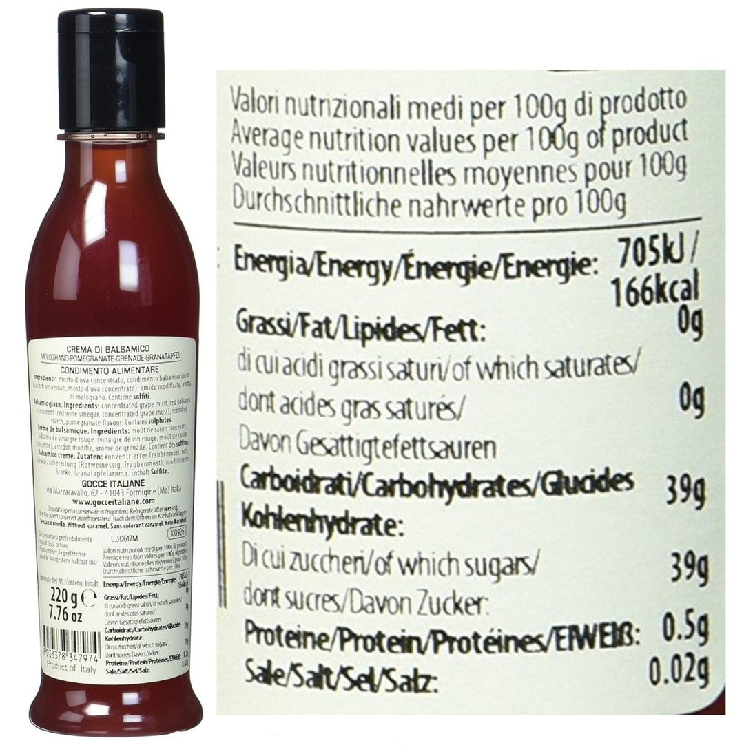 Gocce Crema di Balsamico al Melograno Balsam Creme rote Balsamicocreme mit Granatapfelaroma (6 x 220 g) - Versanel -