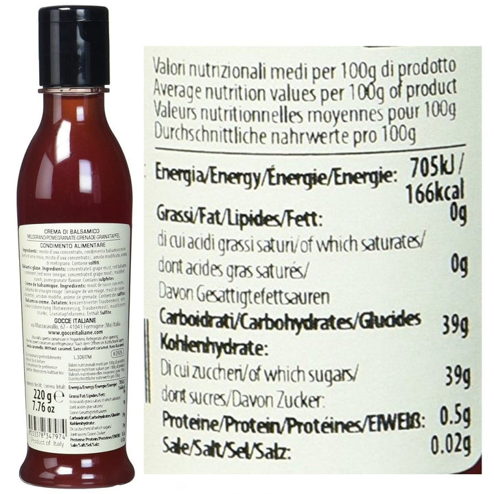 Gocce Crema di Balsamico al Melograno Balsam Creme rote Balsamicocreme mit Granatapfelaroma (6 x 220 g) - Versanel -