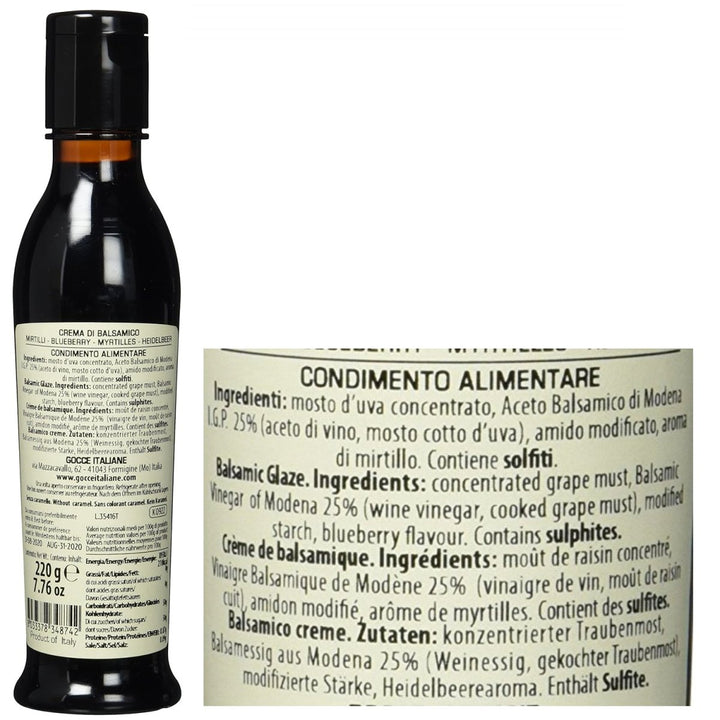 Gocce Crema di Balsamico al Mirtillo, dunkle Balsamicocreme mit Blaubeeraroma 2er Pack (2 x 220 g) - Versanel -