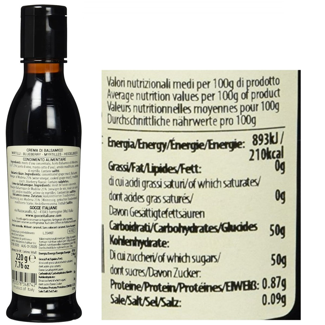 Gocce Crema di Balsamico al Mirtillo, dunkle Balsamicocreme mit Blaubeeraroma (6 x 220 g) - Versanel -