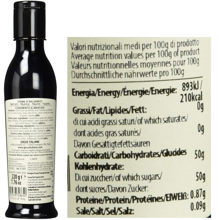 Gocce Crema di Balsamico al Tartufo, dunkle Balsamicocreme mit Trüffelaroma (4 x 220 g) - Versanel -