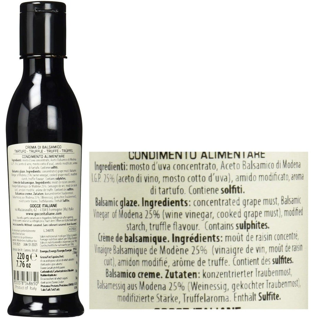 Gocce Crema di Balsamico al Tartufo, dunkle Balsamicocreme mit Trüffelaroma (6 x 220 g) - Versanel -