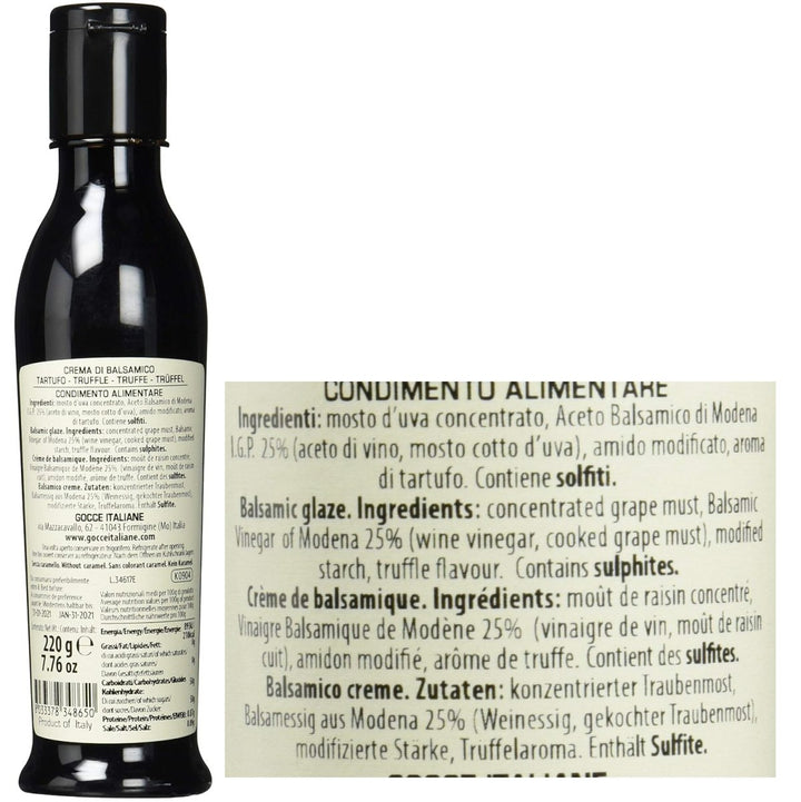 Gocce Crema di Balsamico al Tartufo, dunkle Balsamicocreme mit Trüffelaroma (6 x 220 g) - Versanel -