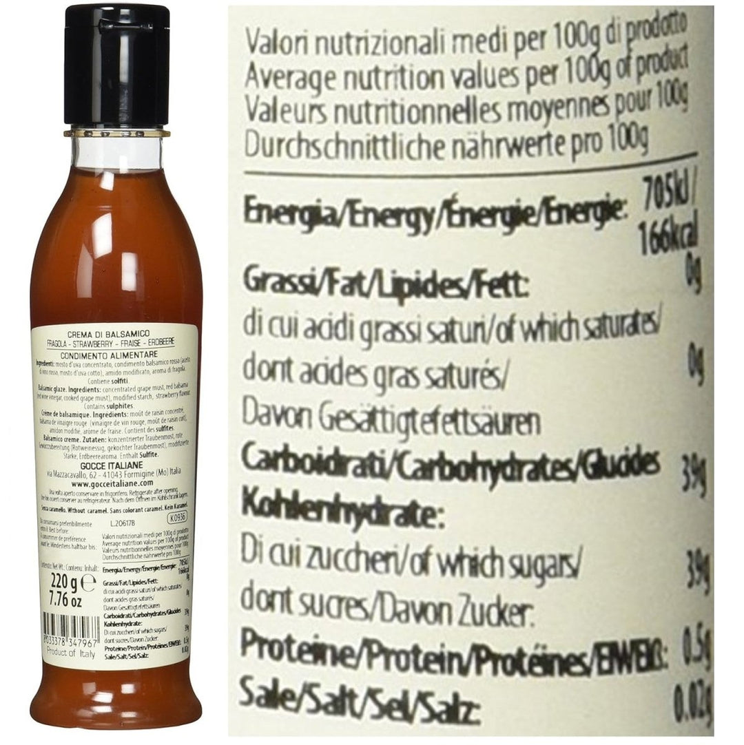 Gocce Crema di Balsamico alla Fragola, rote Balsamicocreme mit Erdbeeraroma (4 x 220 g) - Versanel -
