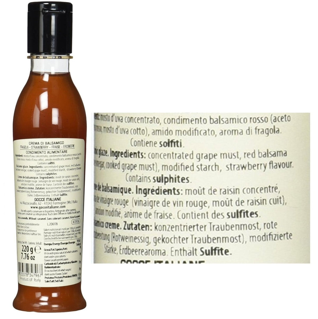 Gocce Crema di Balsamico alla Fragola, rote Balsamicocreme mit Erdbeeraroma (4 x 220 g) - Versanel -