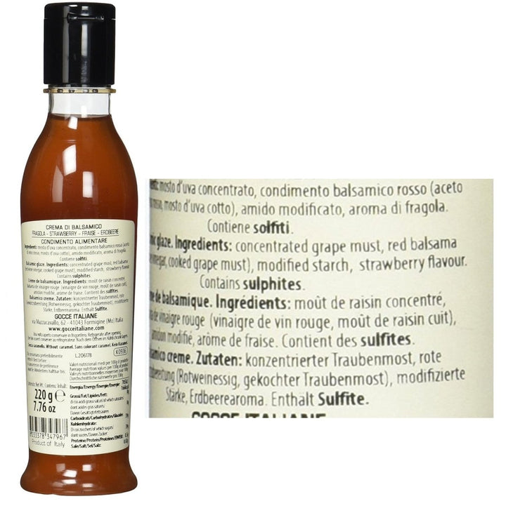 Gocce Crema di Balsamico alla Fragola, rote Balsamicocreme mit Erdbeeraroma (4 x 220 g) - Versanel -