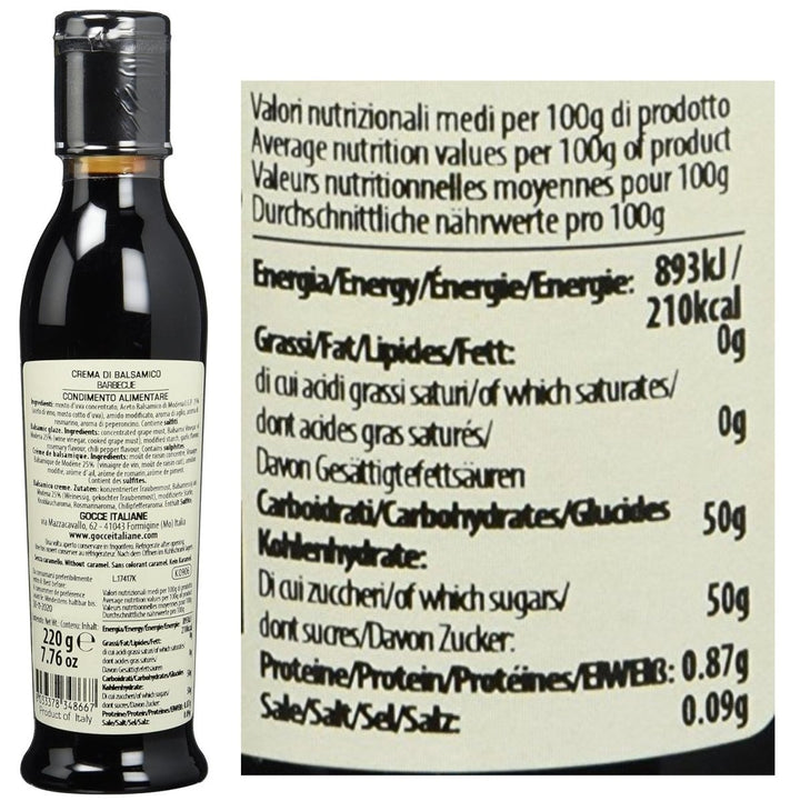 Gocce Crema di Balsamico alla Grigliata, dunkle Balsamicocreme mit würzigem Barbequearoma (1 x 220 g) - Versanel -