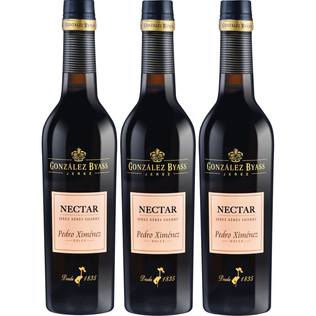 González Byass Nectar Pedro Ximenez Sherry weiß dulce süß halbe Flasche Jerez Spanien (3 x 0,375l) - Versanel -