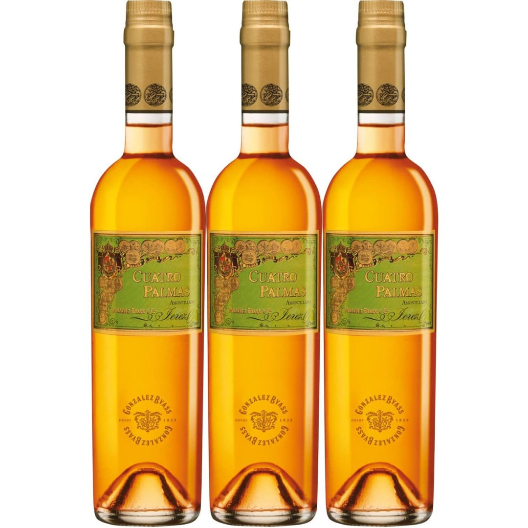 González Byass Tío Pepe Cuatro Palmas Amontillado Sherry weiß trocken seco Jerez Spanien (3 x 0,5l) - Versanel -