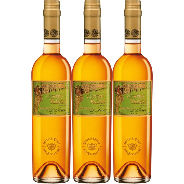 González Byass Tío Pepe Cuatro Palmas Amontillado Sherry weiß trocken seco Jerez Spanien (3 x 0,5l) - Versanel -