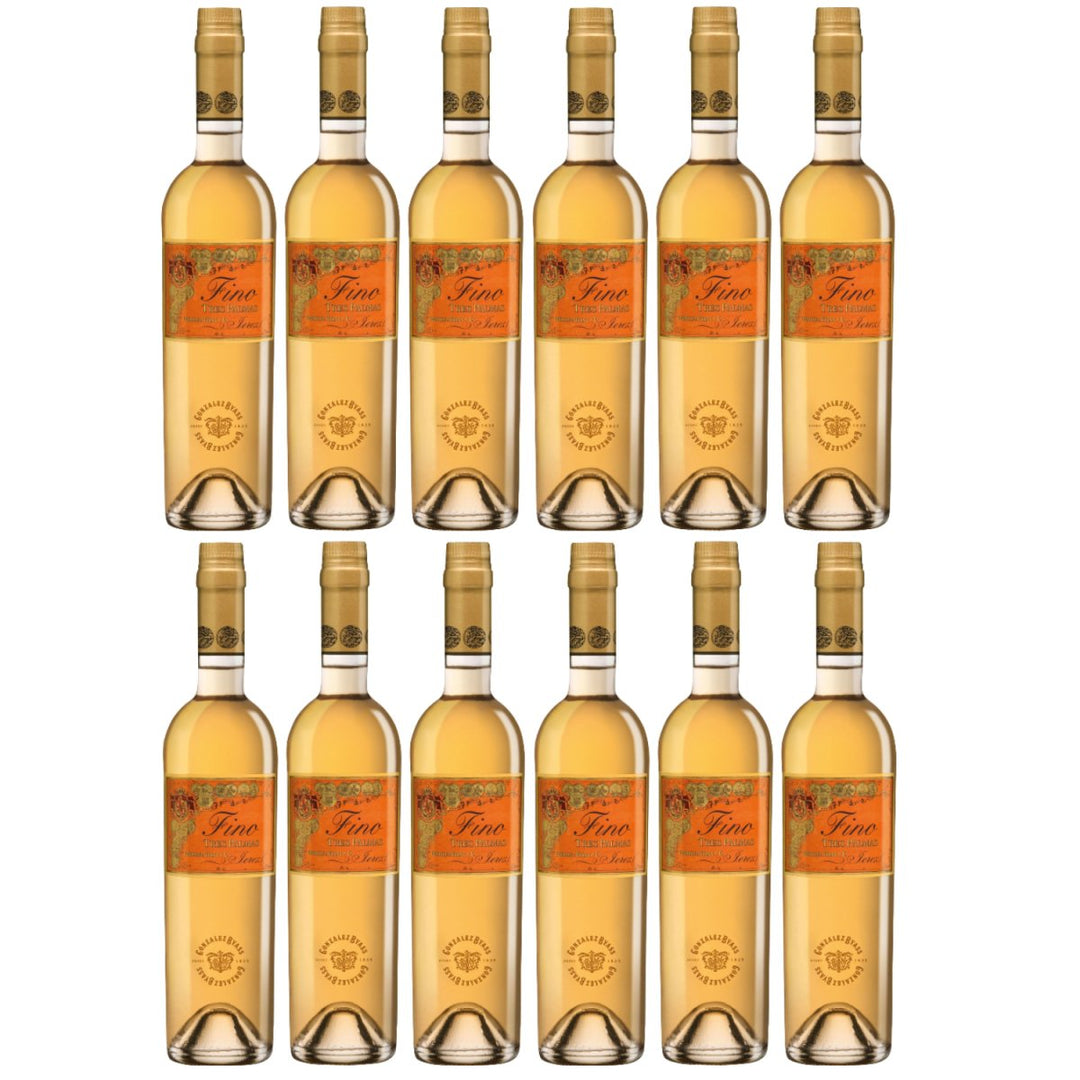 González Byass Tío Pepe Tres Palmas Fino Sherry weiß trocken seco Jerez Spanien (12 x 0,5l) - Versanel -