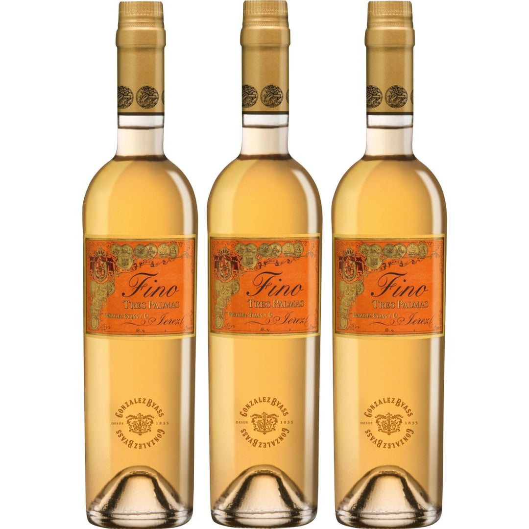 González Byass Tío Pepe Tres Palmas Fino Sherry weiß trocken seco Jerez Spanien (3 x 0,5l) - Versanel -