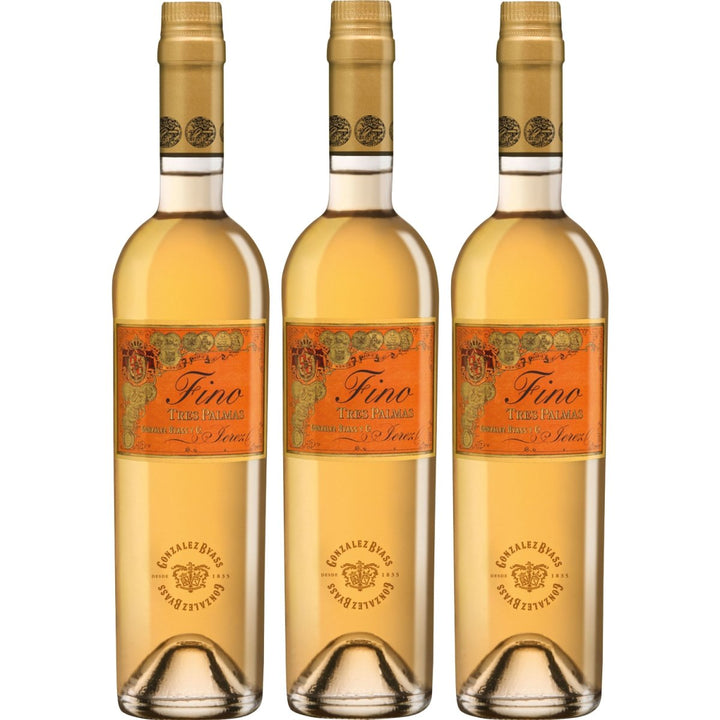 González Byass Tío Pepe Tres Palmas Fino Sherry weiß trocken seco Jerez Spanien (3 x 0,5l) - Versanel -