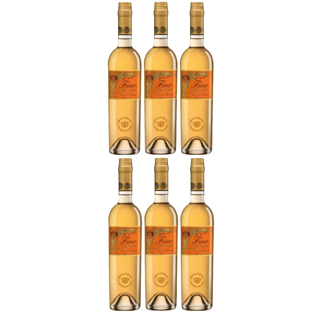 González Byass Tío Pepe Tres Palmas Fino Sherry weiß trocken seco Jerez Spanien (6 x 0,5l) - Versanel -