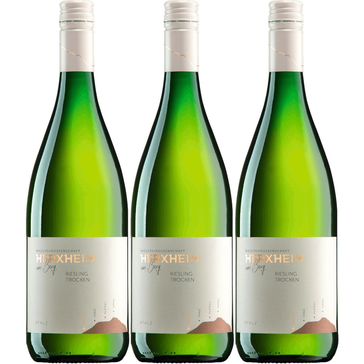 Herxheim Riesling QbA Weißwein Wein trocken Deutschland (3 x 1,0l) - Versanel -