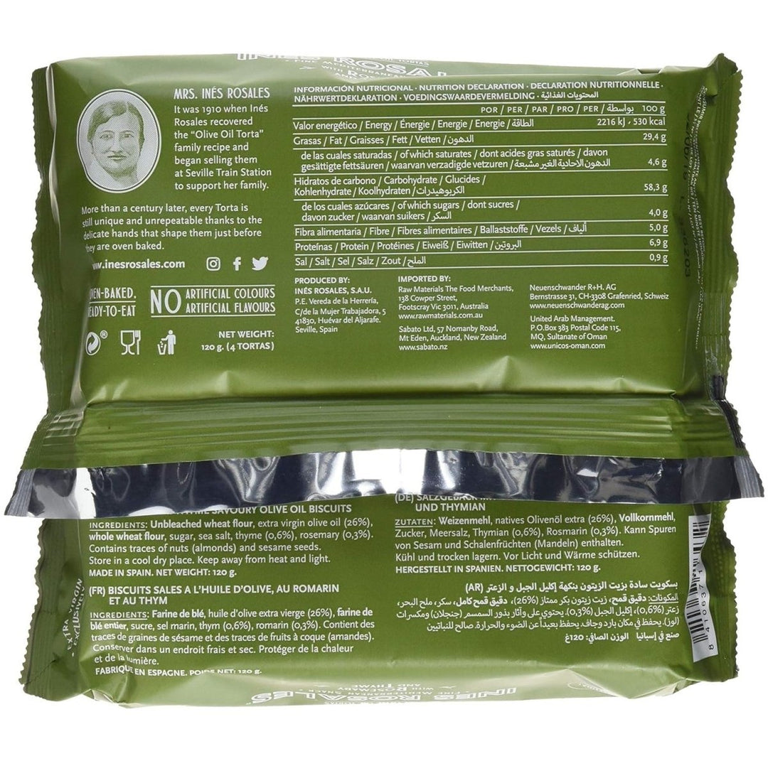 Ines Rosales Tortas de Aceite 'Rosmarin & Thymian' (4 x 120g) - Versanel -
