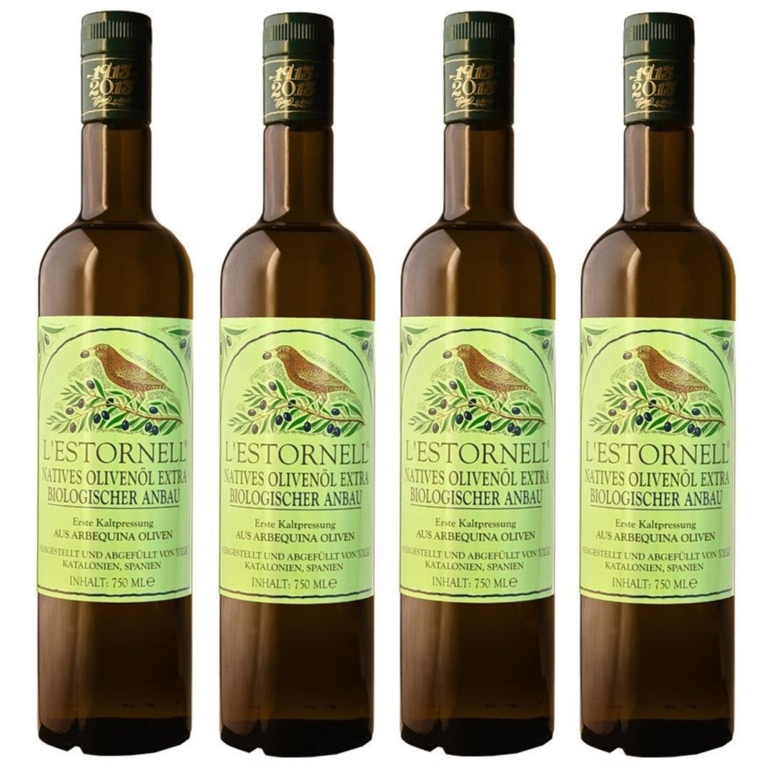 JHMYAR L’Estornell Natives Olivenöl Extra Bio - 0,75 l Flasche (4 x 0,75 l) - Versanel -